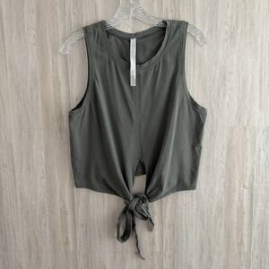 Lululemon Time To Restore Tank Sz 10 Green Sleeveless Twist Top Yoga Pilates EUC